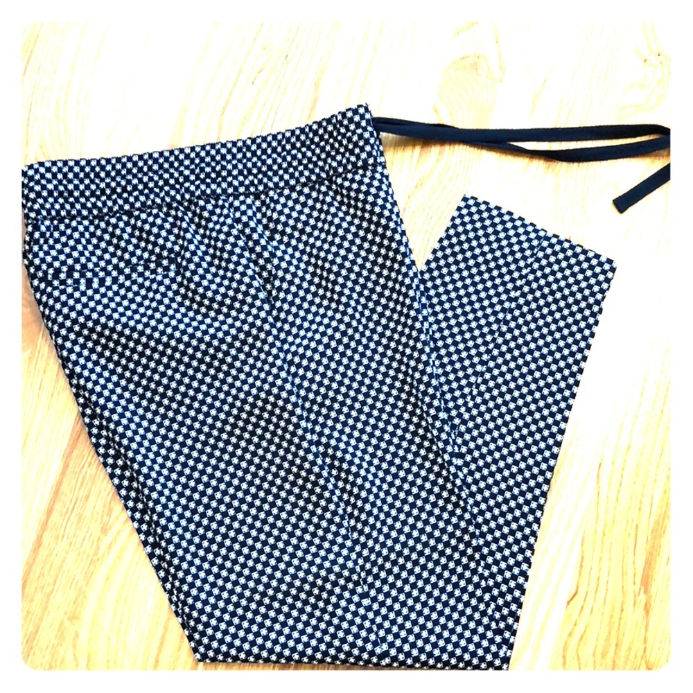 Ann Taylor Drawstring B/W Checkered Pants